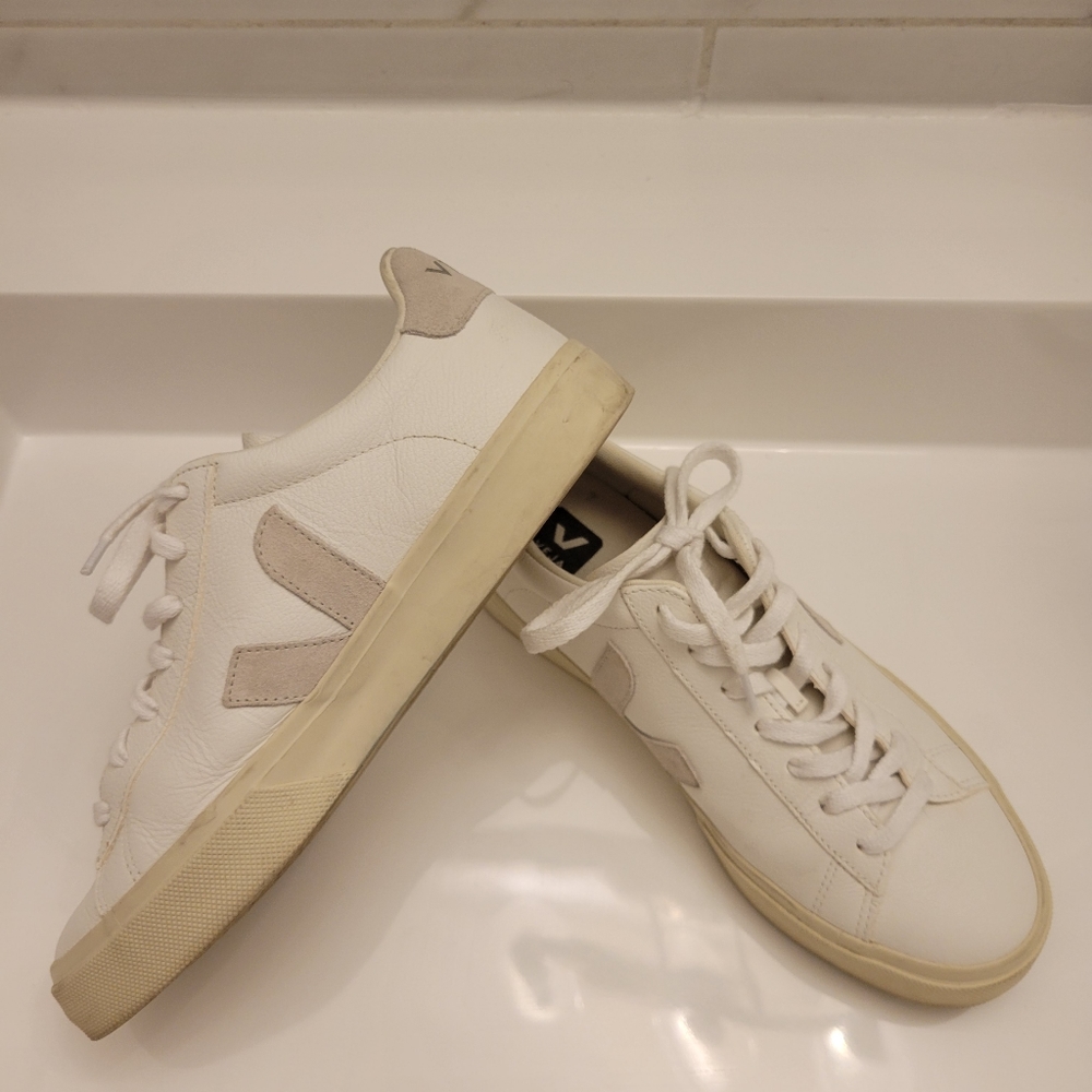 Veja White and Cream Athletic Shoes